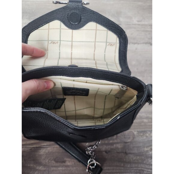 Lauren Ralph Lauren Black Mini Leather Crossbody Chain Shoulder Bag Purse - Picture 7 of 7